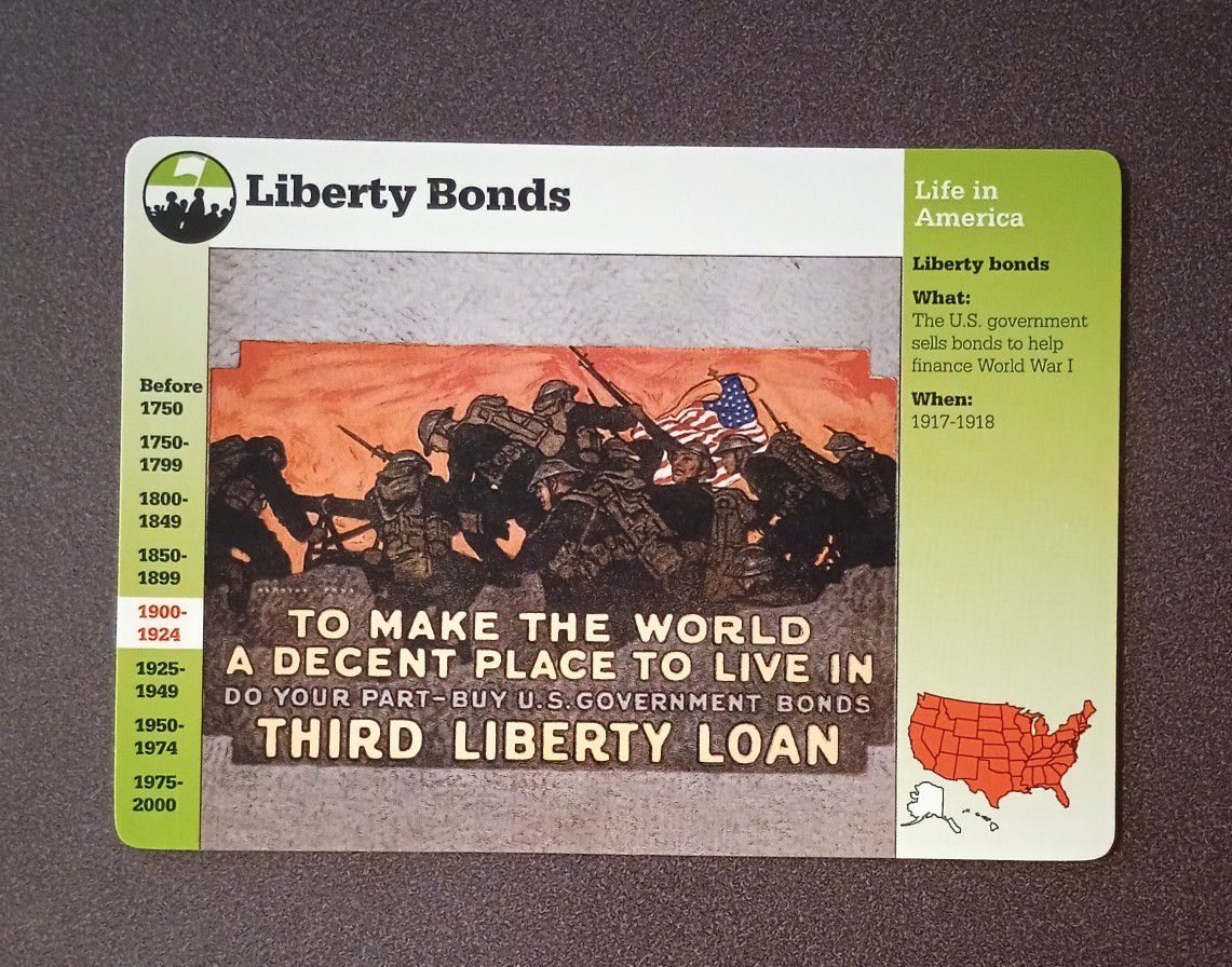 1997 Grolier World War One I Liberty Bonds History Large Over-sized Card Collectible Vintage