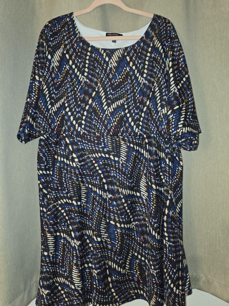 Dress - 1X -Navy Multi