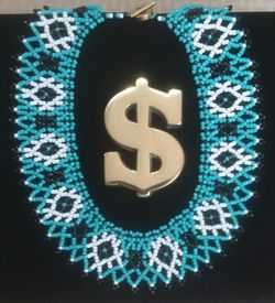 Turquoise, White and Black Victorian necklace