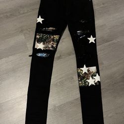 black hawaiian star patch amiri jeans 