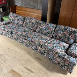 Extra Large Vintage Floral Sofa – 3-Seat Couch in Bold Tapestry Print 