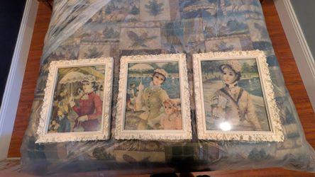 Set of 3 Vintage Framed Victorian Lady Prints