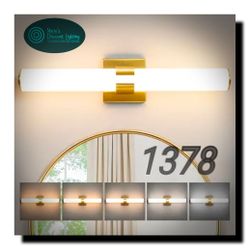 Modern Gold LED Bathroom Vanity Light 23" – Dimmable Over Mirror Bath Light Fixture, Acrylic Shade,