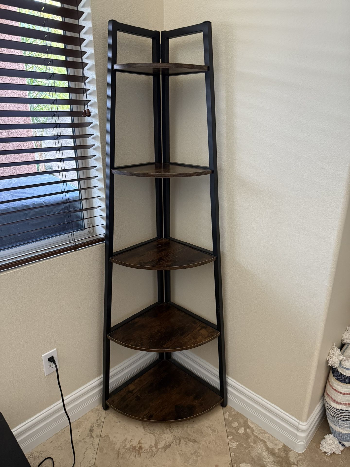 Rustic Industrial Corner Ladder Shelf