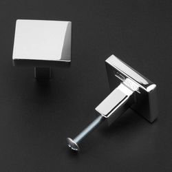 10 Pcs Silver Chrome Square Polished Single Hole Cabinet knobs handles and Pulls #8A874448