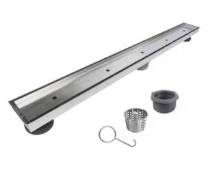 28 in. Stainless Steel Linear Shower C Drain with Tile Insert Drain Cover