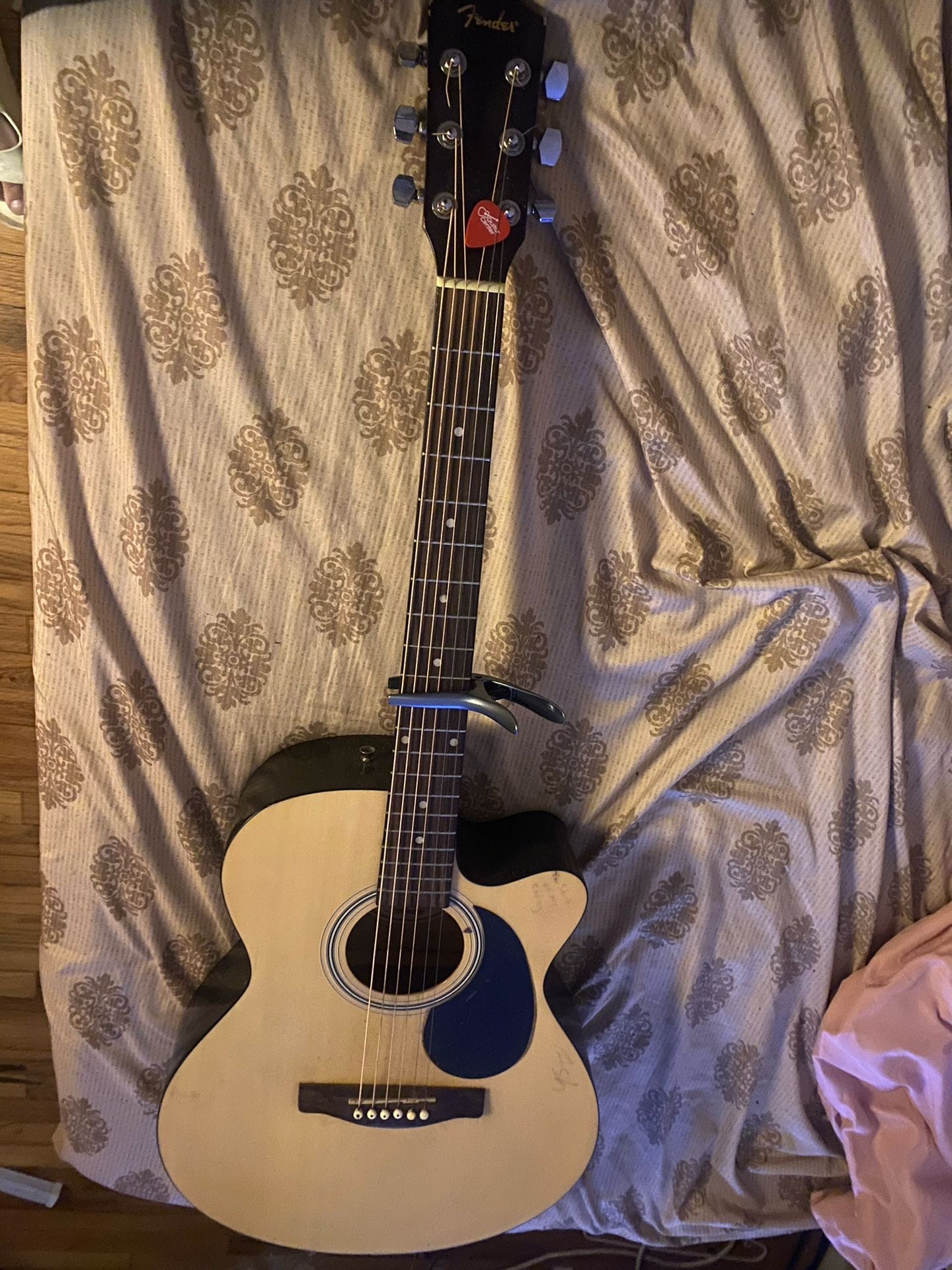 Fender Acoustic/Electric Cutaway Guitar With Built In Tuner