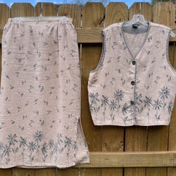 I•V•Y Skirt/Vest Set - Peach & Gray  