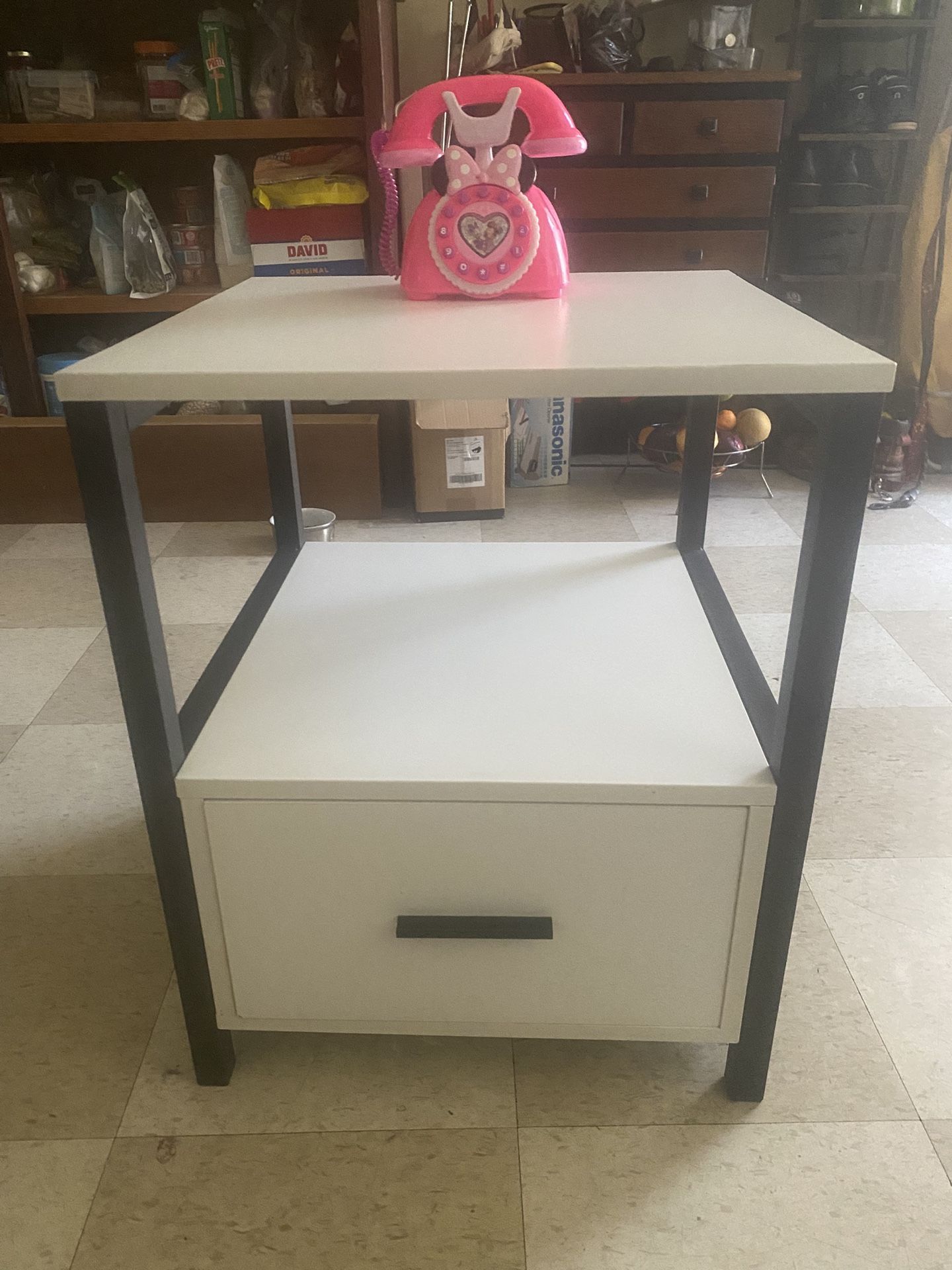 White Nightstand With Drawer 18” Wide 22” Tall