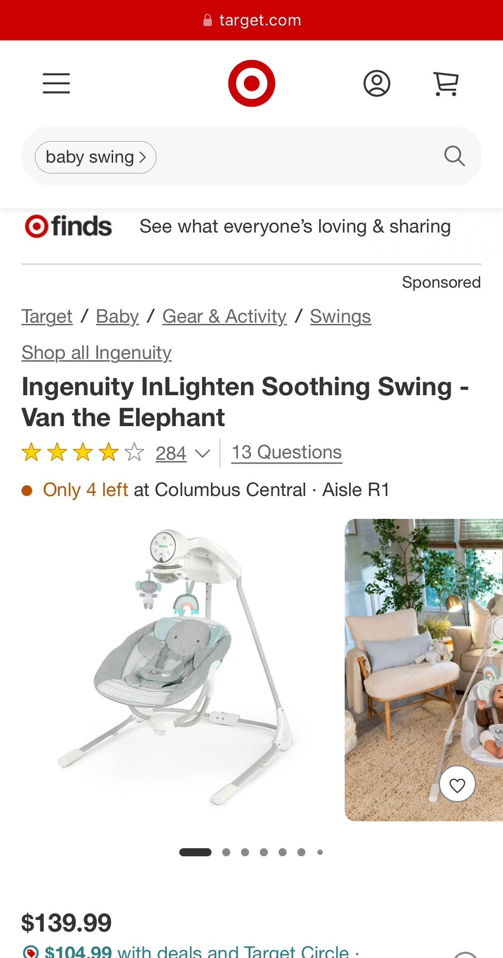 Ingenuity InLighten Soothing Swing