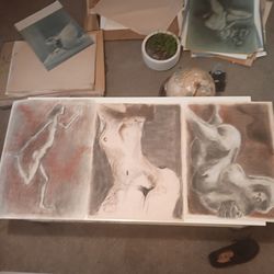 Vintage charcoals artwork date and signed 1977