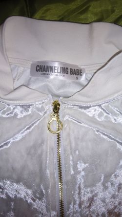 White, Velvet feel shirt. Size small