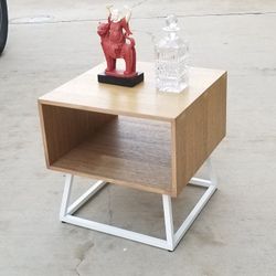 Wood and Metal atomic MCM style side Table  / Nightstand 