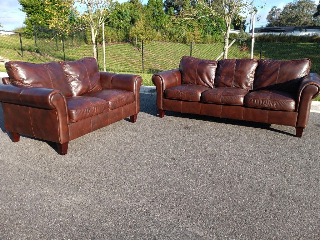 Brown Leather Sofa Set