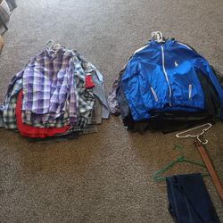 Nice Lot Of Mens Clothing, Dress Shirts, Sweaters, Jackets All L And XL