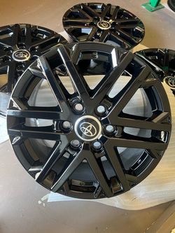 Toyota tundra rims 18” OEM Factory Wheels Rines new gloss black powder coated ( exchange available )( Cambio Disponible ) fits tundra 2022-2026