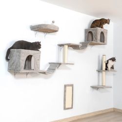 Cat Wall Shelves Furniture with Cat Tree Condo House Perch Scratcher Toy, NEW 