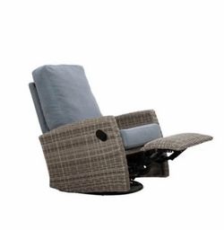 Patio Lounge Chair of Keywest Wicker Outdoor Swivel Glider Recliner , swivel 360 degrees, and glide front to back ,Patio Lounge Chair , Carolina Blue