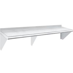 HARDURA Stainless Steel Shelf 12" x 72", 320lb Commercial Shelves Wall Mount Metal Shelving with Backsplash and Brackets for Kitchen, Restaurant, Laun