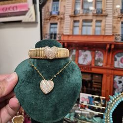 Gold Tone set bangle and matching necklace