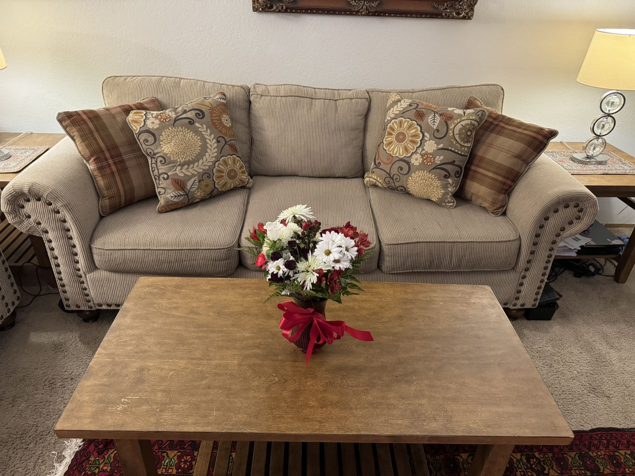 Five-seater Sofa Set & Coffee Table & Two Side Tables