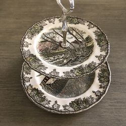 Johnson Brothers A Friendly Village Two-tiered Dessert Stand