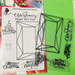 Christmas/New Year GEO Rectangle & Sentiment Stamps