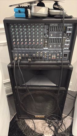 Yamaha EMX 88s mixer and speakers and stands.