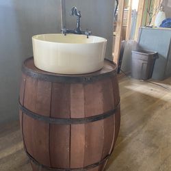 Wine Barrel Sink Vanity And Faucet 