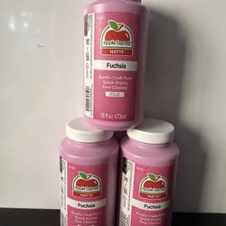 Apple Barrel Acrylic Paint Fuchsia 16 Fl. Oz. Lot Of 3