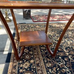 Beveled Glass Insert Geometric Side Table