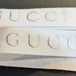 Gucci White/Silver 5/8" Grosgrain Holiday Ribbon - 82 Inches Total Length
