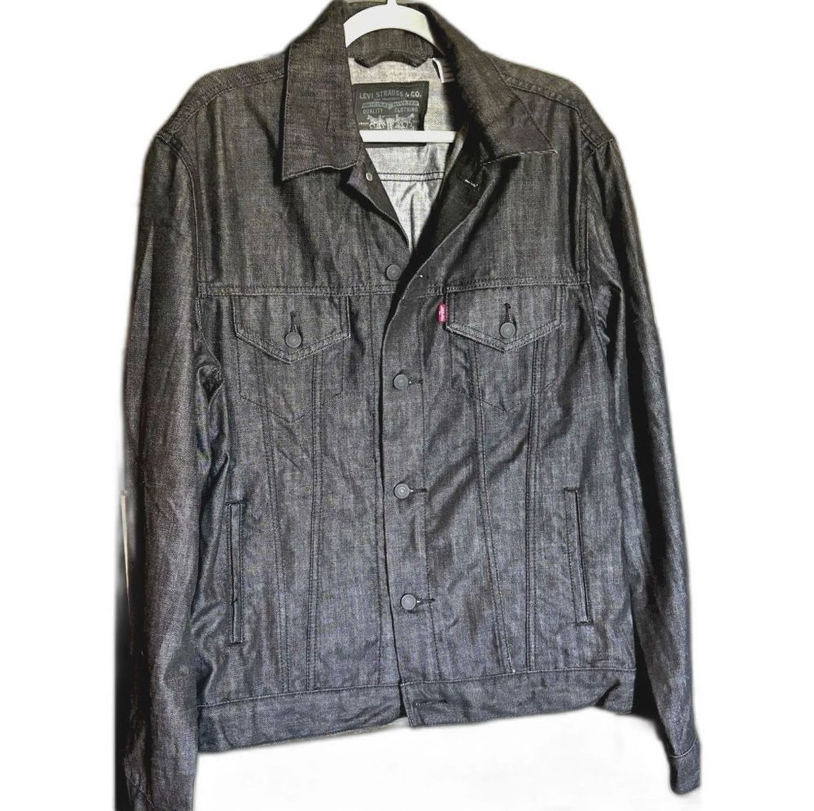 Levi’s Trucker Jacket L Black Denim Cotton Blend Button Front Men’s VGC