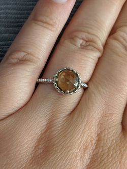 Pretty smoky topaz silver s925 ring size 8 and more sizes available.