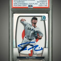 Yu Darvish Signed 2023 Bowman Chrome WBC Japan Flag #WBC44 /499 PSA 10 AUTO