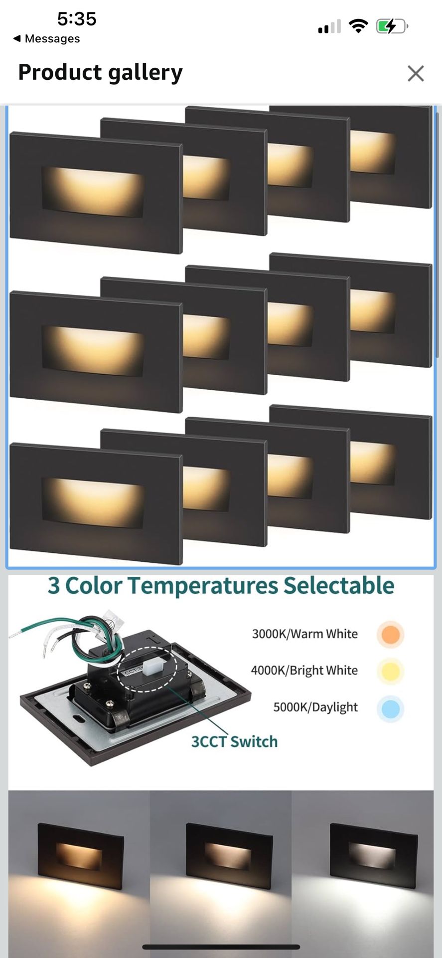 kadision 120V Dimmable LED Step Lights, 3000K/4000K/5000K Selectable, 3.5W 175lm Indoor Outdoor Stair Lights, Aluminum ORB Finish, 12 Pack