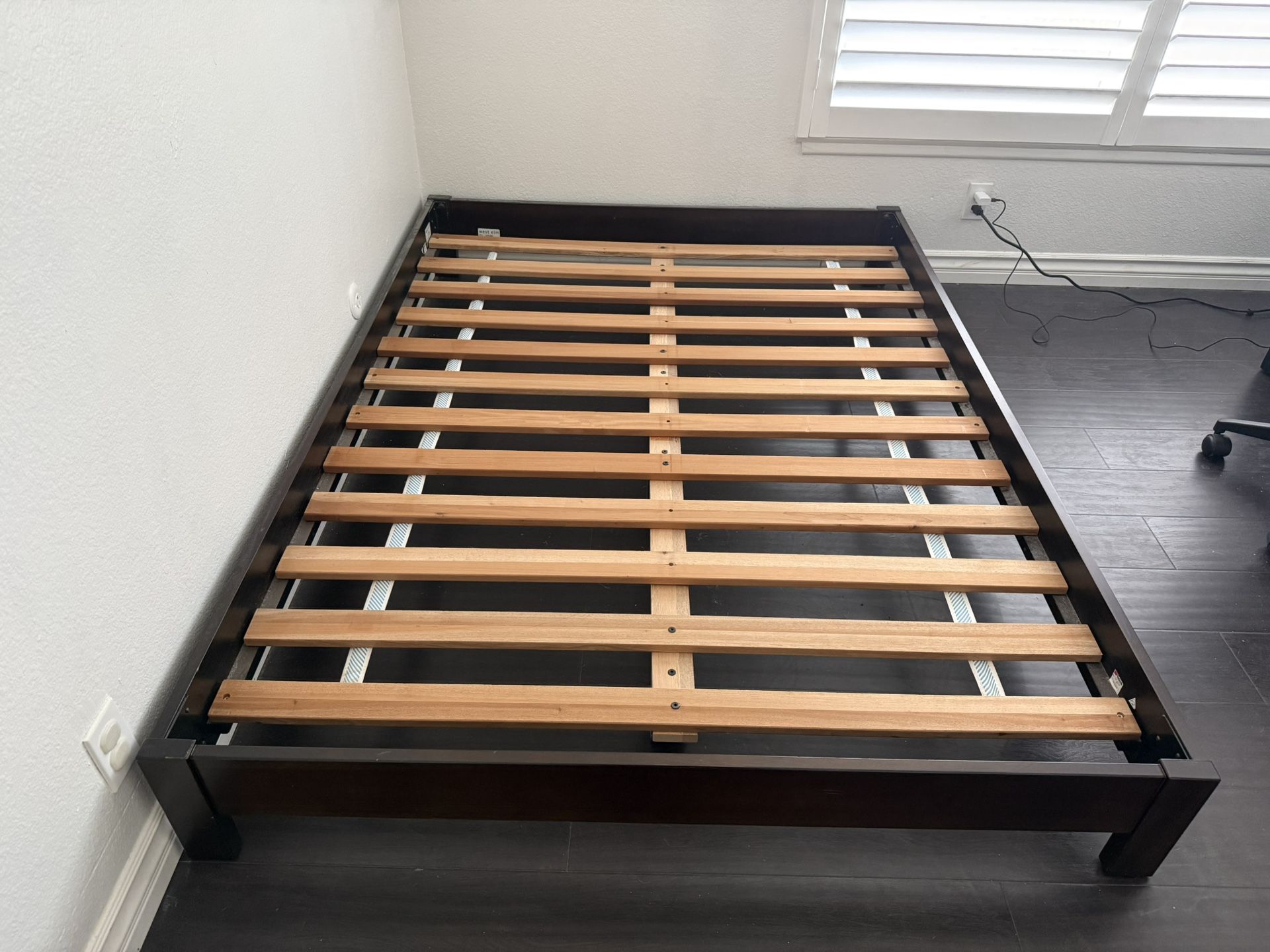 West Elm Simple Low Platform Bed Full Dark Brown