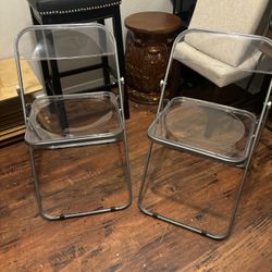 Two Clear Folding Chairs, New