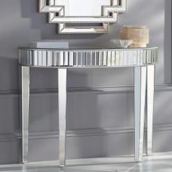 Liska 39 1/2" Wide Mirrored Demilune Console Table