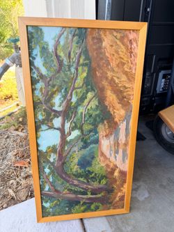 Original Signed Oil Painting Framed Tree Landscape