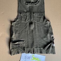 Free People Army Zippered Vest Tunic (Small) Thumbnail