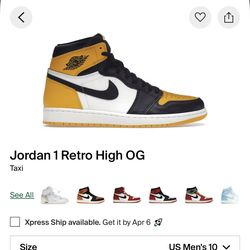 Jordan 1 Retro High OG “Taxi” Size 10