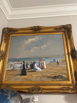 2 Framed Paintings with Ornate Gold Frames
