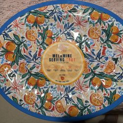 New Melamine Serving Tray 18.5” Oranges Multicolored 