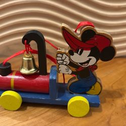 VINTAGE DISNEY SANTA'S WORLD MICKEY MOUSE TRAIN CHRISTMAS HOLIDAY ORNAMENT KURT ADLER