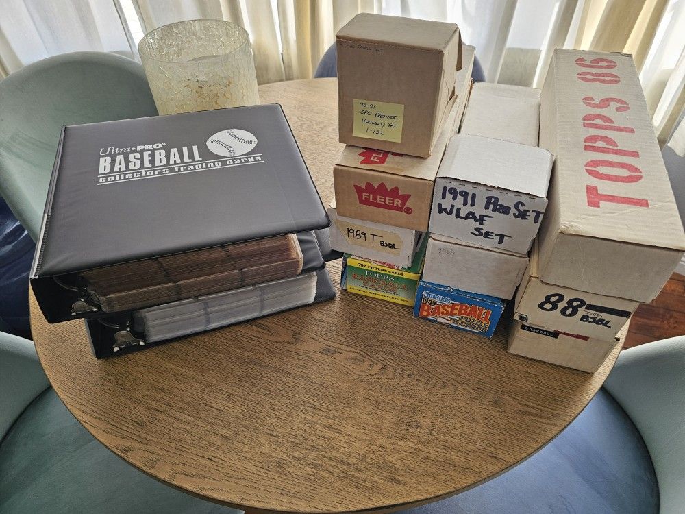 12 Complete Sets.  Baseball, Football, And Hockey