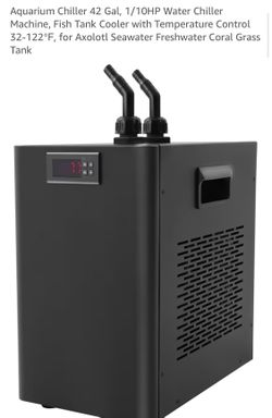 Aquarium Chiller 42 Gal, 1/10HP Water Chiller Machine, Fish Tank Cooler with Temperature Control 32-122℉, for Axolotl Seawater Freshwater Coral Grass 