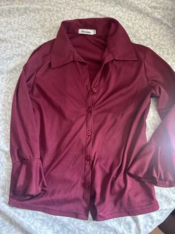 Cute Maroon Long Sleeve Top