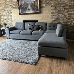 FREE DELIVERY- Grey Modern 2-Piece Sectional Sofa 