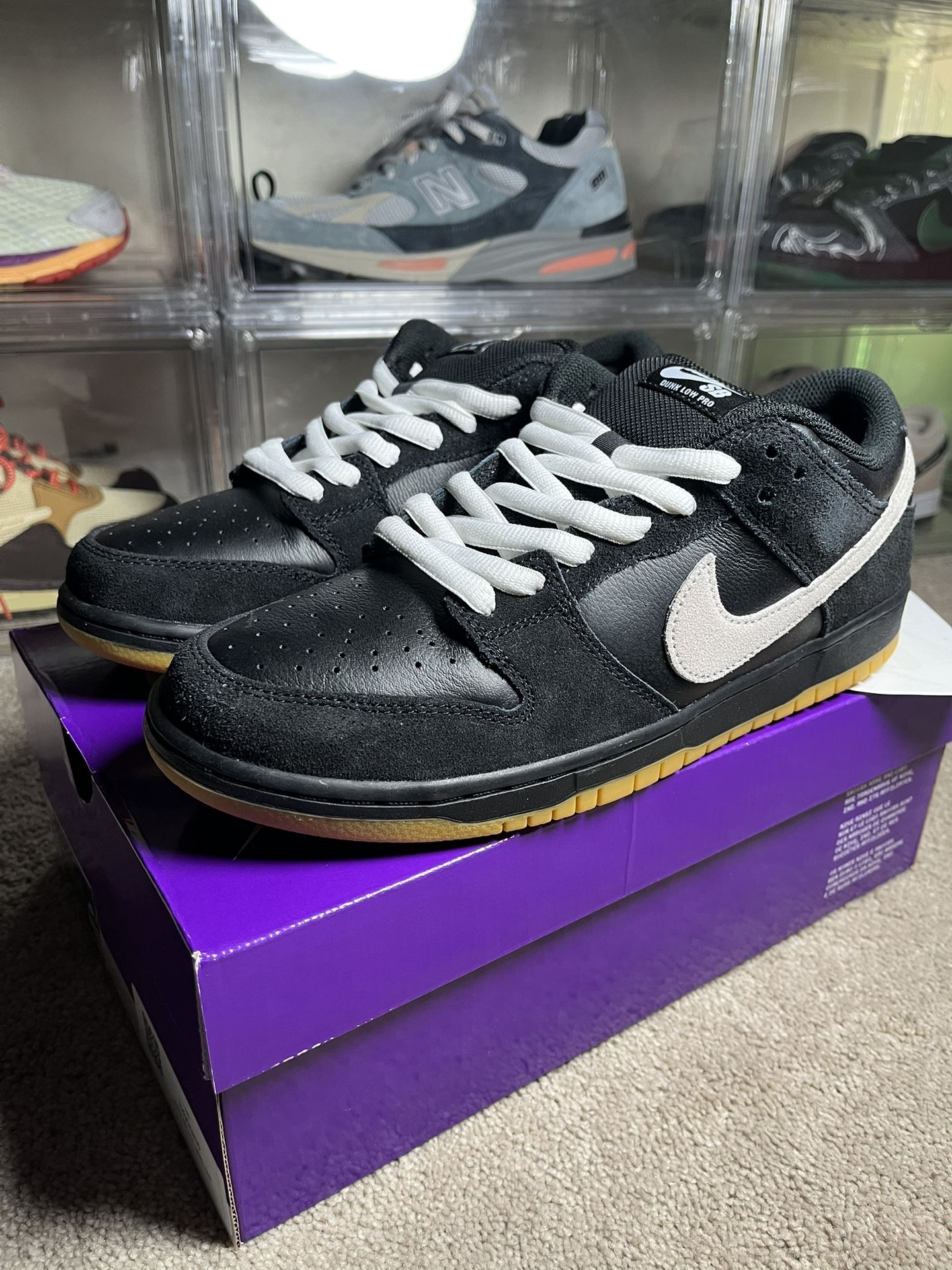 Size 10.5 Nike Dunk Pro SB Low Black White Gum NEW! FAST!